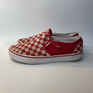 red and white checkerboard vans